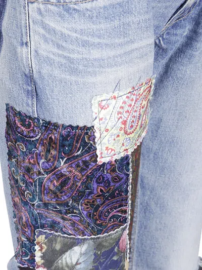 Junya Watanabe Patchwork Distressed Jeans In Blue