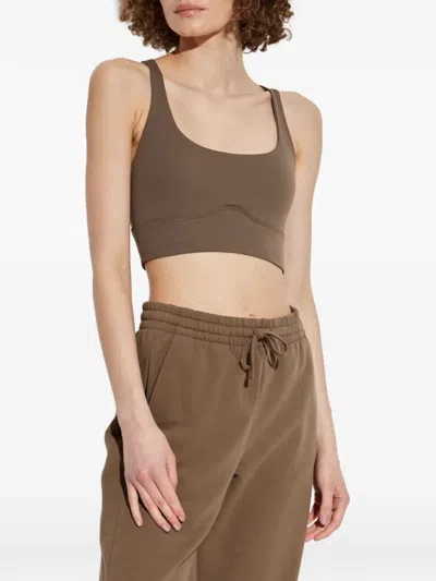 Rethinkit Studios Sienna Crossover-strap Training Top In Brown