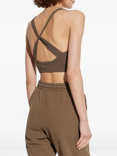 Rethinkit Studios Sienna Crossover-strap Training Top In Brown
