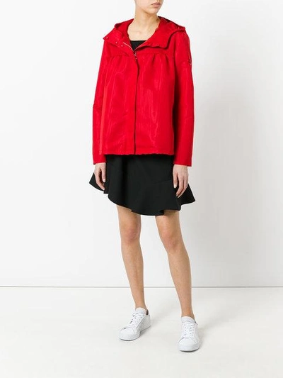 Shop Moncler Hooded Rain Jacket In Red