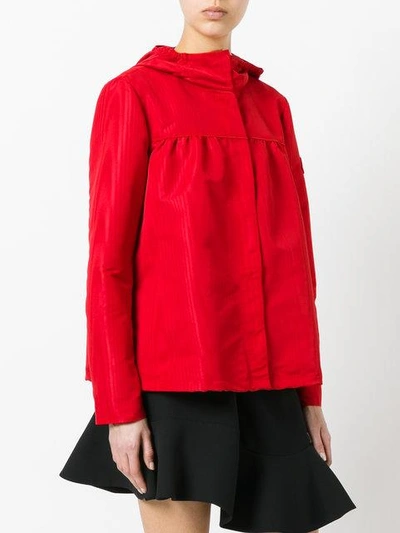 Shop Moncler Hooded Rain Jacket In Red