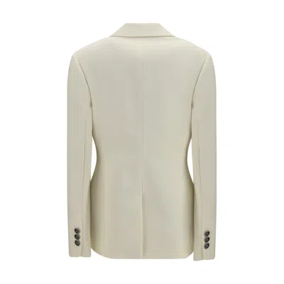 Versace Stretch Wool Blazer With Embroidered Lapels In Neutral