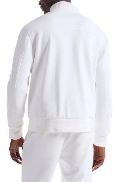 Bugatchi Soft Touch Knit Reversible Bomber Jacket In White