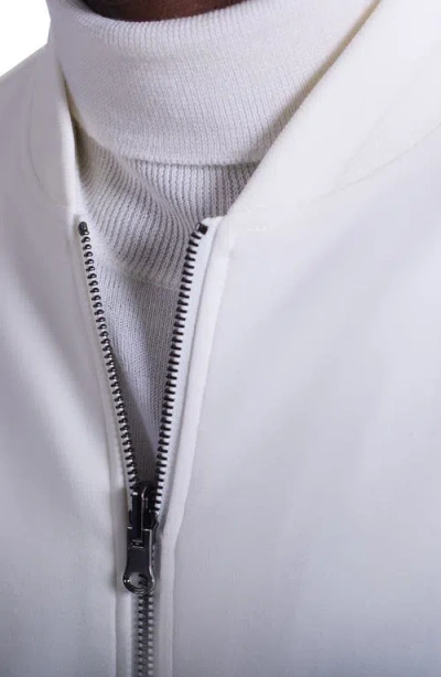 Bugatchi Soft Touch Knit Reversible Bomber Jacket In White