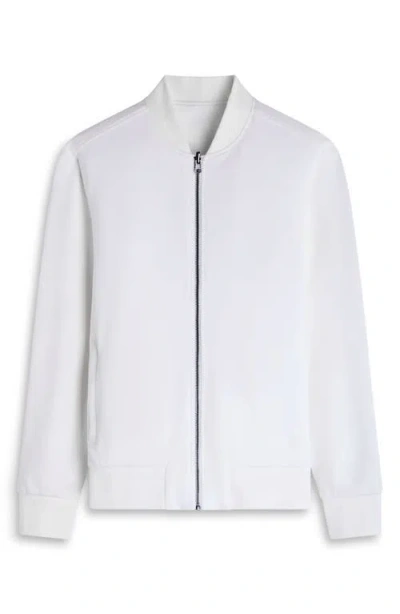 Bugatchi Soft Touch Knit Reversible Bomber Jacket In White