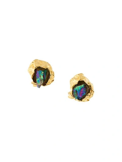 Shop Niza Huang Crush Stone Stud Earrings In Metallic