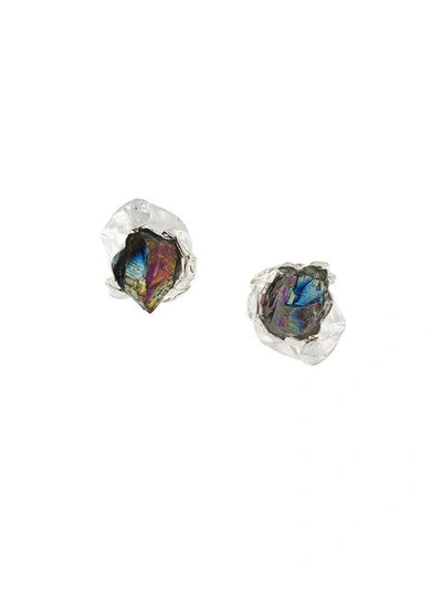 Shop Niza Huang Crush Stone Stud Earrings In Metallic