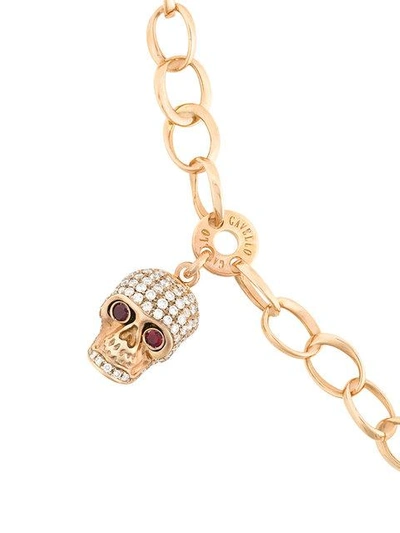 Shop Gavello Diamond Skull Charm Bracelet In Metallic