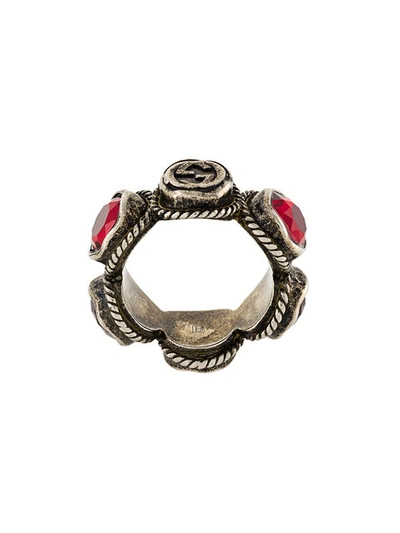 Gucci Crystal Embellished Ring - Metallic
