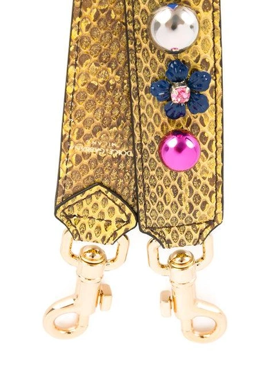 Shop Dolce & Gabbana Embellished Bag Strap - Yellow