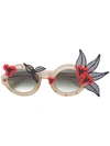 LINDA FARROW FLORAL MOTIF ROUND SUNGLASSES,AVR1C2SUN12003184