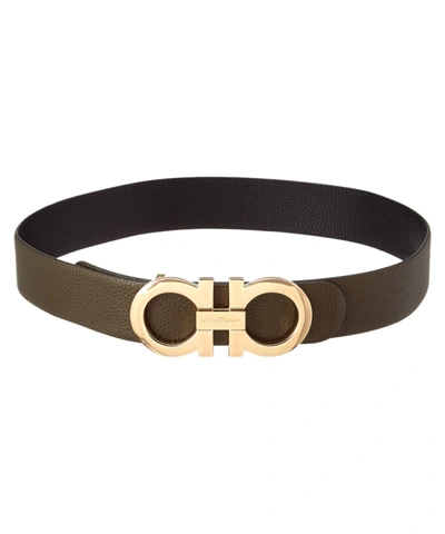 salvatore ferragamo double gancio reversible leather belt