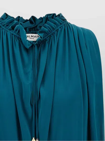 Balmain Solid Color Sleeveless Pullover Top In Blue