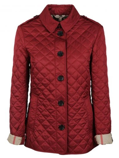 Shop Burberry Brit Quilted House Check Jacket In Parade Red