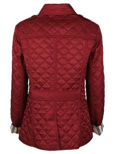 Shop Burberry Brit Quilted House Check Jacket In Parade Red