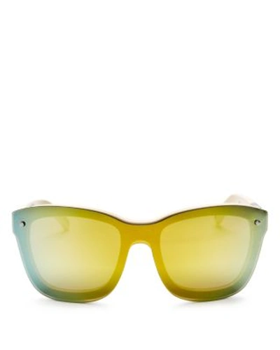 3.1 Phillip Lim / フィリップ リム Mirrored Square Shield Sunglasses, 152mm In Panna/silver/yellow Mirror