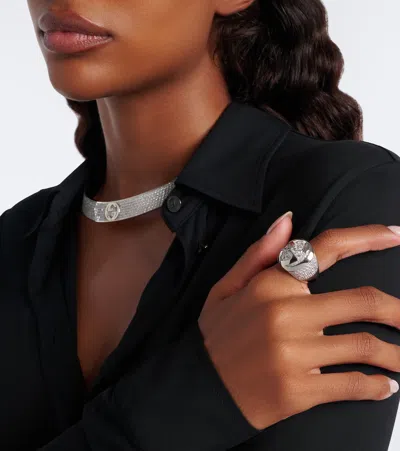 Gucci Interlocking G Embellished Ring In Silver