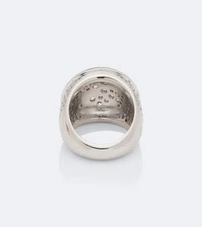 Gucci Interlocking G Embellished Ring In Silver
