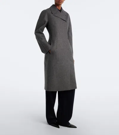 Jil Sander Double-breasted Virgin Wool Coat In Multi