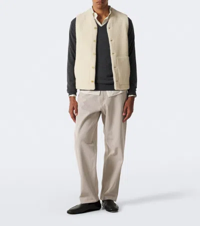Auralee Reversible Shearling Vest In Multi
