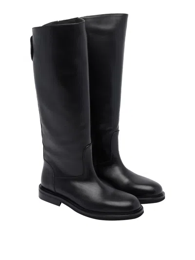 Poeve Touch-strap Knee-high Boots In Black