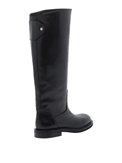 Poeve Touch-strap Knee-high Boots In Black