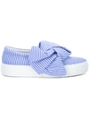 Joshua Sanders Knotted Striped Cotton-poplin Slip-on Sneakers In Blue