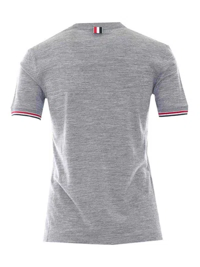Thom Browne Stripe Logo T-shirt In Gray