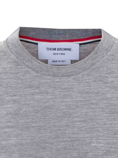 Thom Browne Stripe Logo T-shirt In Gray
