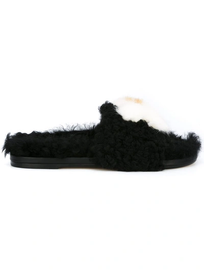 Anya Hindmarch Slider Egg Shearling Slides In Black