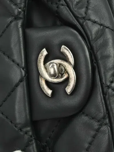 Pre-owned Chanel 2013 Quilted Cc Backpack In Black