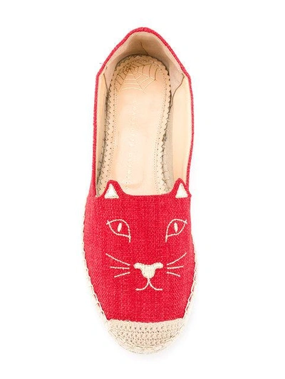 猫脸图案草编鞋