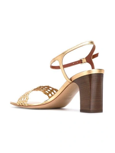Shop Michel Vivien Woven Strap Heeled Sandals In Metallic