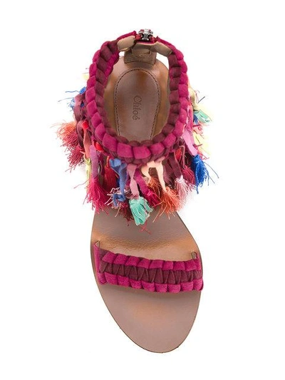 Shop Chloé Multi-tassel Sandals - Multicolour