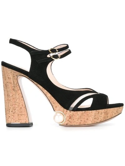 Nicholas Kirkwood 105mm Estella Pearl Platform Sandals In Black