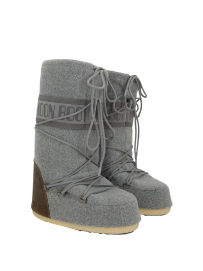 Moon Boot Logo-embellishment Boots In Grey