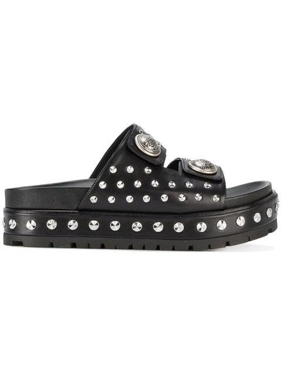 Shop Alexander Mcqueen Studded Platform Sandals In Black