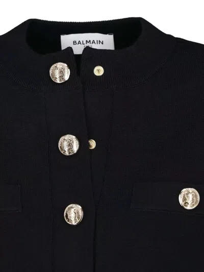 Balmain Embossed-button Cropped Jacket In Black