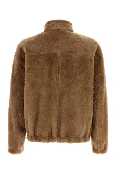 Santoro Reversible Camel Shearling Jacket In Brown