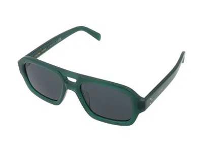 Celine Cl40336u Rectangular Frame Sunglasses In Green