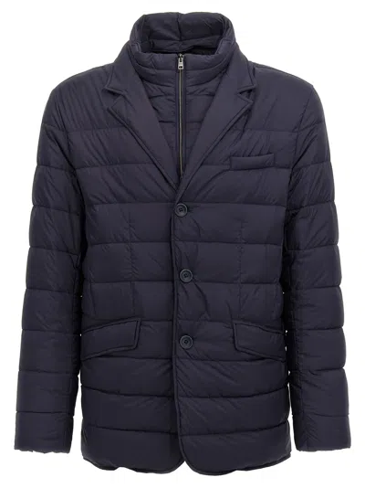 Herno Polyester Down Jacket With Feather-down Padding For Men In Blue