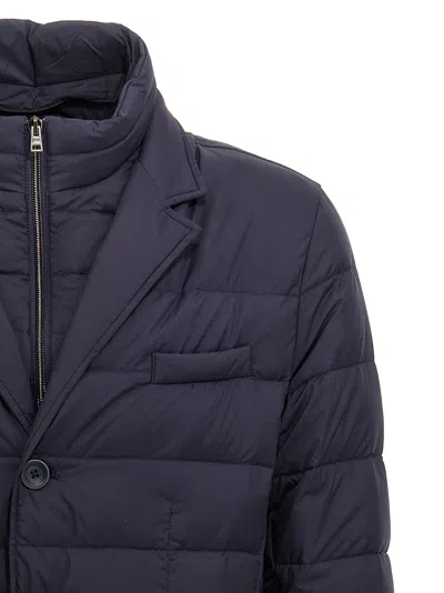 Herno Polyester Down Jacket With Feather-down Padding For Men In Blue