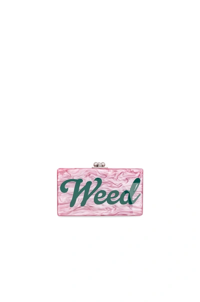 Edie Parker Jean Weed Clutch In Dusty Rose & Emerald