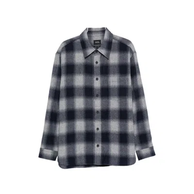 A.p.c. Check-pattern Shirt In Grey/black