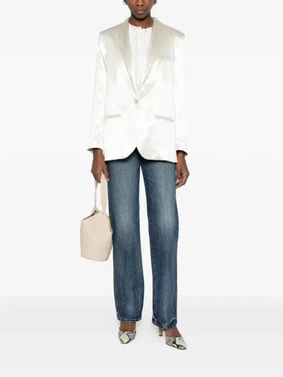 Alysi Single-breasted Blazer Jacket In White