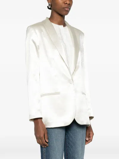 Alysi Single-breasted Blazer Jacket In White