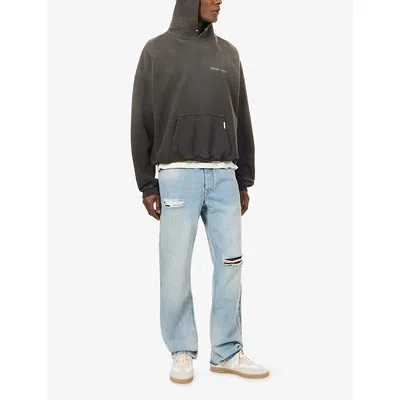 Represent Mens Brand-print Relaxed-fit Cotton Hoody Ash Xs In Gray