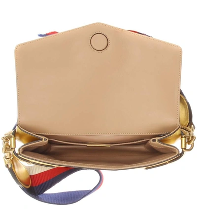 Shop Gucci Broadway Leather Shoulder Bag In Gold