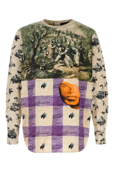 Prada Mixed-print Shirt In Felce+azalea