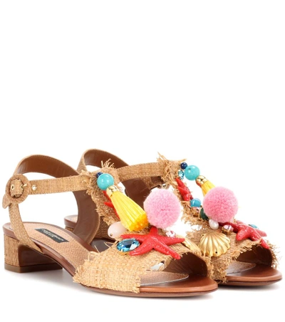 Dolce & Gabbana Keira Embellished Sandals In Eatural